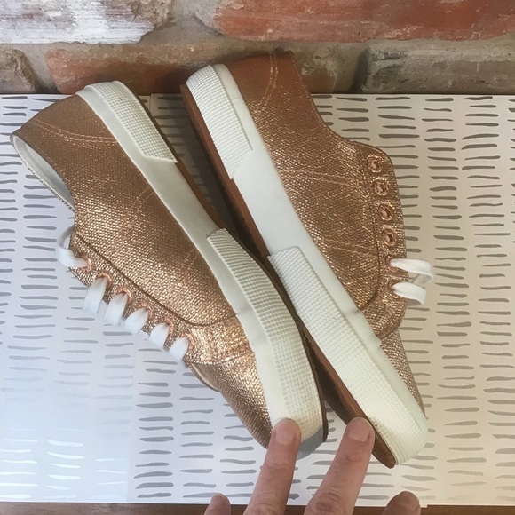 SUPERGA Woman’s Metallic Sparkle Rosegold Low Top Sneakers NEW 39.5 - Picture 4 of 7